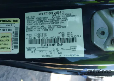 2018 Ford Mustang Ecoboost Premium z USA, uszkodzony, nr VIN 1FATP8UH3J5143624